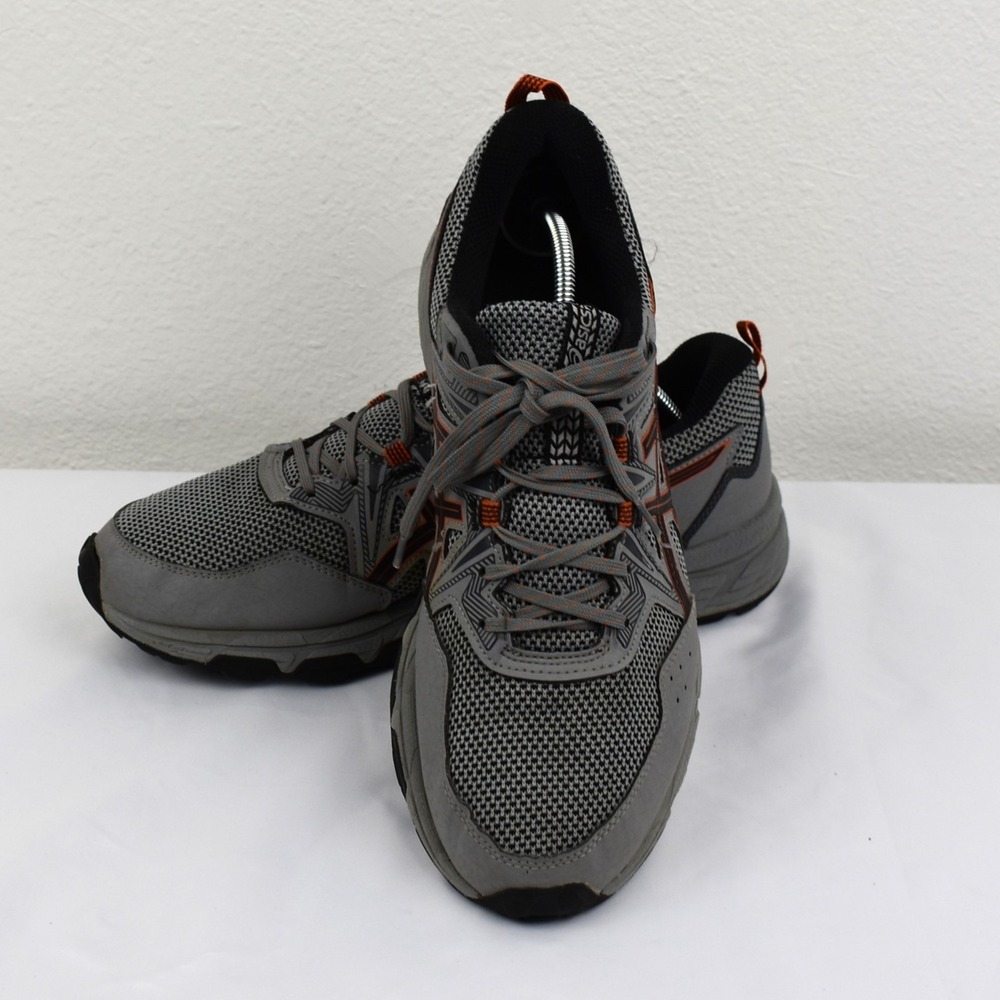 Asics Gel Venture 8 Men's Size 9 1/2 Color Grey/Orange Gently Used has flaws